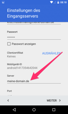 7. Servernamen prüfen