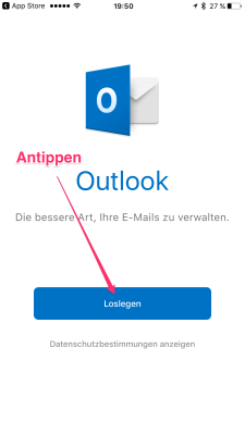 1. Outlook für IOS starten